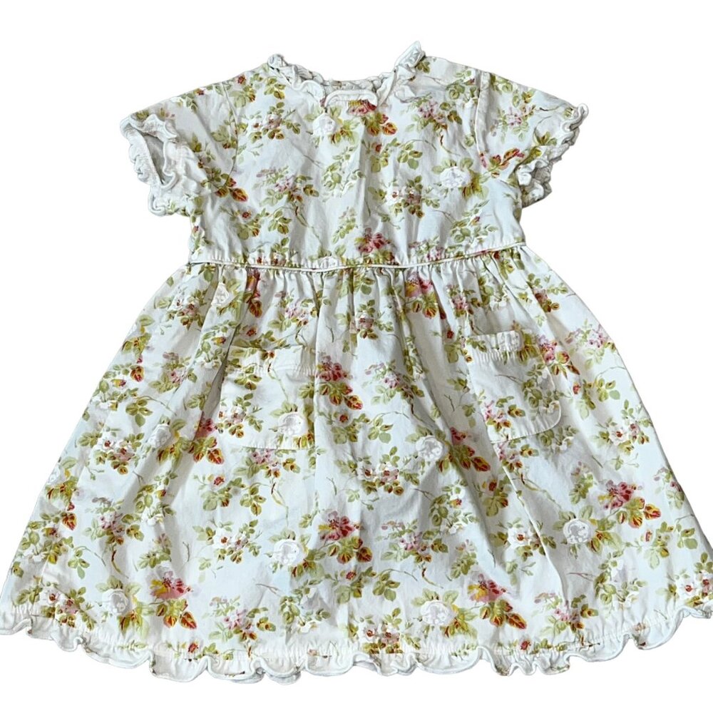 Laura Ashley Vintage 2T Floral Oxford Dress Front Pockets